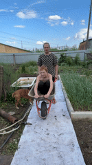 Family garden work and grilling afternoon in Chaikovsky, Russia