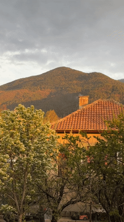 Golden hour mountain landscape captured in rural Bulgaria