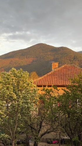 Golden hour mountain landscape captured in rural Bulgaria