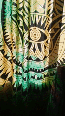 Sunlit geometric curtain observed in Rubí, Spain