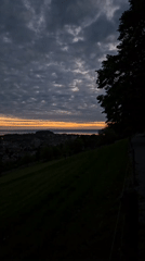 Twilight scene captured over St. Gallen townscape and water