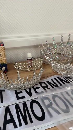 Photography session with pageant props documented in Riga studio