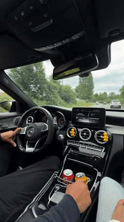 Passenger films Mercedes drive through Gelsenkirchen streets