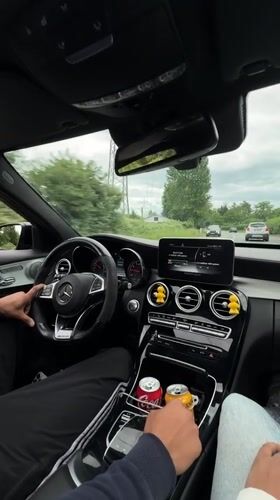 Passenger films Mercedes drive through Gelsenkirchen streets