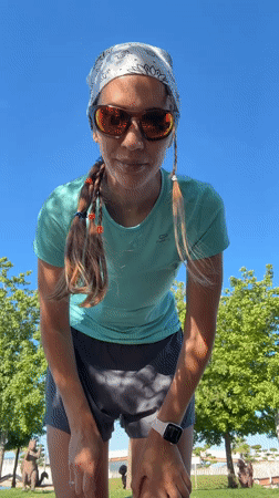 Woman takes morning selfies in Fethiye, Turkey