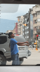 Street performer juggles flaming torches in Sofia