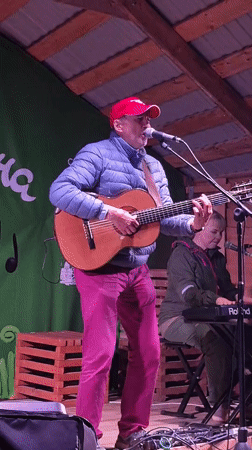 Nighttime outdoor concert and festival in Sharkan, Russia