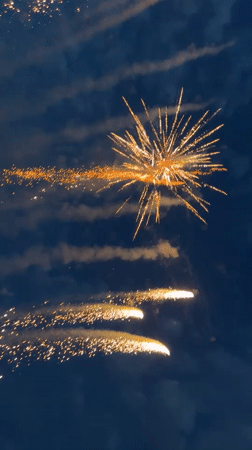 Fireworks display lights up evening sky in Brenitsa, Bulgaria