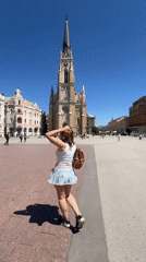 Woman visits Freedom Square cathedral in Novi Sad