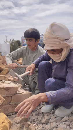 Early morning brick construction work observed in Qilla Saifullah