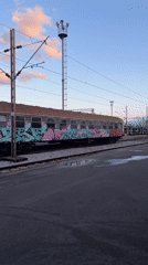 Evening scenes documented across Podgorica: trains, sunset, walkways