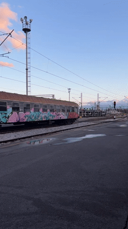 Evening scenes documented across Podgorica: trains, sunset, walkways