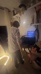 Late-night DJ session documented in cluttered Mexico City room