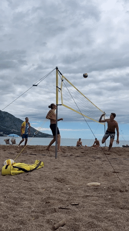 Beach volleyball and leisure activities observed in Boreti, Montenegro