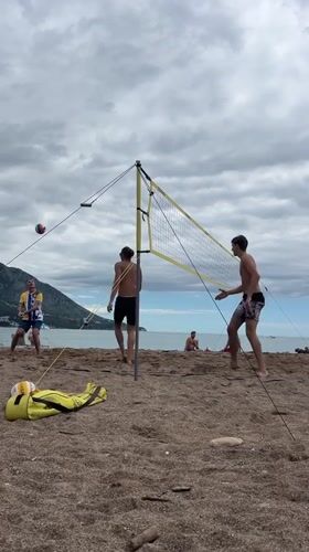 Beach volleyball and leisure activities observed in Boreti, Montenegro