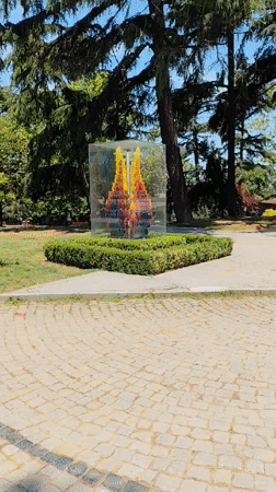 Sunny morning at Sarıyer park showcases art installations, playgrounds