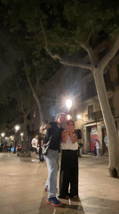 Late-night celebration captured in Barcelona town square