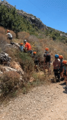 Rock climbing group active in Hof HaCarmel hills