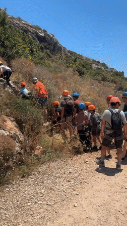 Rock climbing group active in Hof HaCarmel hills