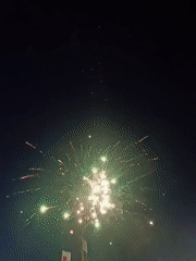 Fireworks display lights up evening street fair in Radilovo, Bulgaria