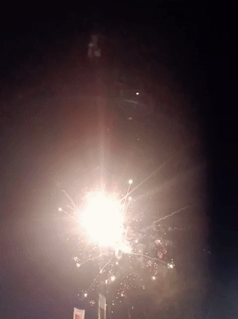 Fireworks display lights up evening street fair in Radilovo, Bulgaria