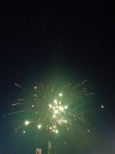 Fireworks display lights up evening street fair in Radilovo, Bulgaria