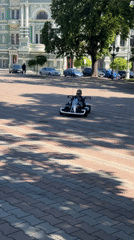 Morning urban life captured across downtown square and streets