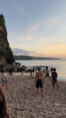 Sunset beach volleyball and soccer at Kuta Selatan