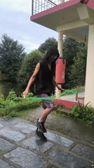 Outdoor boxing training in a rural Haini setting