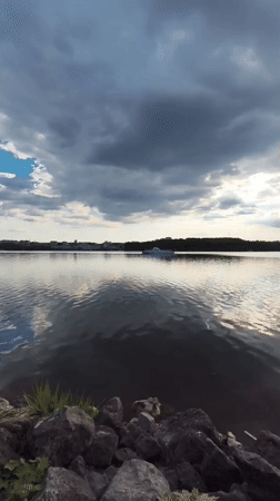 Afternoon life captured along Ternopil Lake waterfront in Ukraine