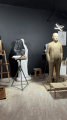 Artist unveils sculpture in Armenian studio