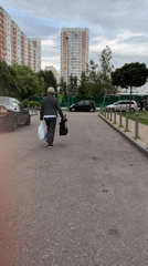 Ordinary afternoon in a Moscow residential district, errands and all