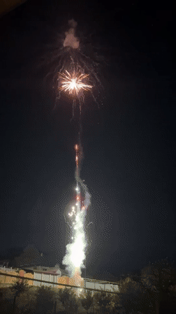 White and gold fireworks over Coșernița on a summer night