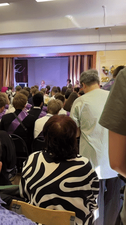 School graduation ceremony held in Murino, Russia auditorium
