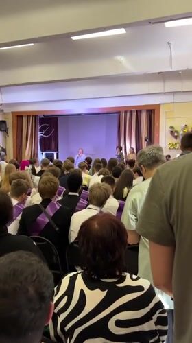 School graduation ceremony held in Murino, Russia auditorium