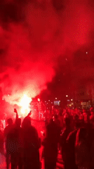 Tangier crowds celebrate with flags, fireworks in nighttime festivities