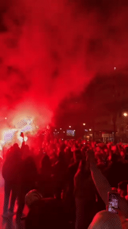 Tangier crowds celebrate with flags, fireworks in nighttime festivities