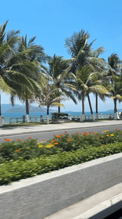 Coastal road travel documented in Nha Trang, Vietnam