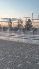 Fountain square in Alchevsk comes alive at dusk