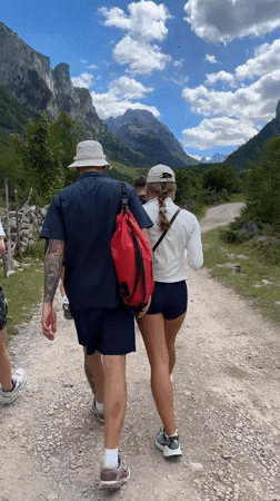 Hikers explore trails, swim in turquoise rivers near Vusanje, Montenegro