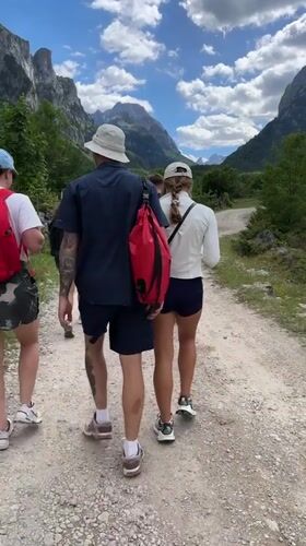 Hikers explore trails, swim in turquoise rivers near Vusanje, Montenegro