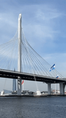 Boat passenger films bridge crossing in Saint Petersburg