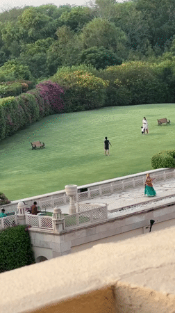 Casual gathering observed on lawn in Agra