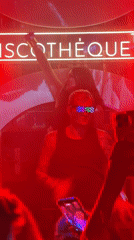 DJ in LED glasses performs at Moscow nightclub