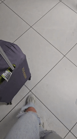 Traveler navigates Budapest airport from baggage claim to taxi
