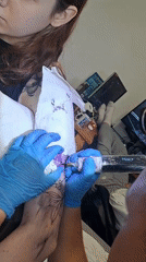 Tattoo work in progress at a Riga studio