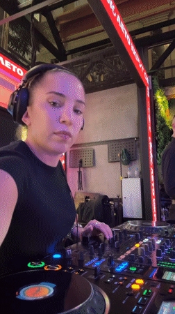 Female DJ performs at Moscow nightclub during evening event