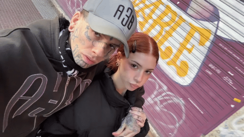 Couple films selfie, woman spotted at Buenos Aires market