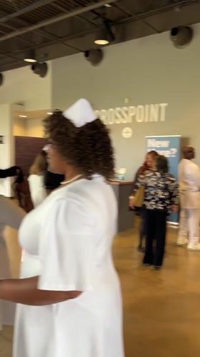 Women in white gather at Crosspoint church Grand Prairie