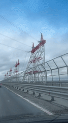 Driver records electrical transmission towers during Novocheboksarsk road trip